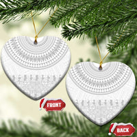 Niue White Sunday Ceramic Ornament Tapu Fanau Ia Puakenikeni Hiapo Pattern - Polynesian Pride