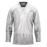 Niue White Sunday Hockey Jersey Tapu Fanau Ia Puakenikeni Hiapo Pattern LT14 Unisex White - Polynesian Pride