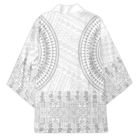 Niue White Sunday Kimono Tapu Fanau Ia Puakenikeni Hiapo Pattern - Polynesian Pride