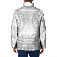 Niue White Sunday Padded Jacket Tapu Fanau Ia Puakenikeni Hiapo Pattern - Polynesian Pride