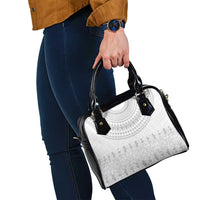 Niue White Sunday Shoulder Handbag Tapu Fanau Ia Puakenikeni Hiapo Pattern - Polynesian Pride