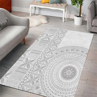 Niue White Sunday Area Rug Half Hiapo Pattern Vibes - Polynesian Pride