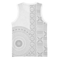 Niue White Sunday Basketball Jersey Half Hiapo Pattern Vibes - Polynesian Pride