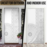 Niue White Sunday Door Cover Half Hiapo Pattern Vibes - Polynesian Pride