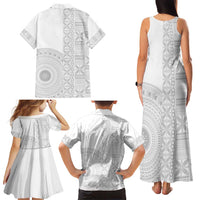 Niue White Sunday Family Matching Tank Maxi Dress and Hawaiian Shirt Half Hiapo Pattern Vibes LT14 - Polynesian Pride