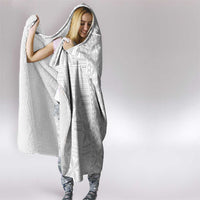 Niue White Sunday Hooded Blanket Half Hiapo Pattern Vibes - Polynesian Pride
