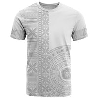 Niue White Sunday T Shirt Half Hiapo Pattern Vibes - Polynesian Pride