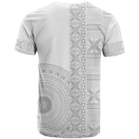 Niue White Sunday T Shirt Half Hiapo Pattern Vibes - Polynesian Pride