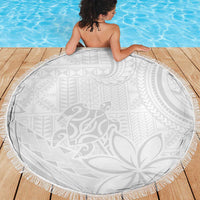 Tapu Fanau Ia Niue Beach Blanket Happy White Sunday Unique Hiapo - Polynesian Pride