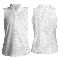 Tapu Fanau Ia Niue Women Sleeveless Polo Shirt Happy White Sunday Unique Hiapo - Polynesian Pride
