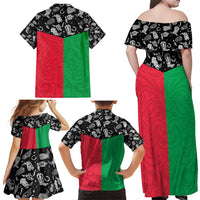 Vanuatu Cowboy Family Matching Off Shoulder Maxi Dress and Hawaiian Shirt Cowboy Symbols Split Stylized - Polynesian Pride
