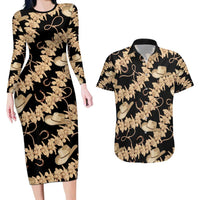 Vanuatu Cowboy Couples Matching Long Sleeve Bodycon Dress and Hawaiian Shirt Seamless Straw Hats Hibiscus - Polynesian Pride
