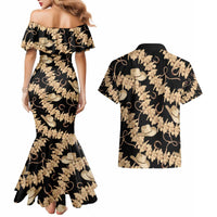 Vanuatu Cowboy Couples Matching Mermaid Dress and Hawaiian Shirt Seamless Straw Hats Hibiscus - Polynesian Pride