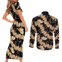 Vanuatu Cowboy Couples Matching Short Sleeve Bodycon Dress and Long Sleeve Button Shirt Seamless Straw Hats Hibiscus - Polynesian Pride