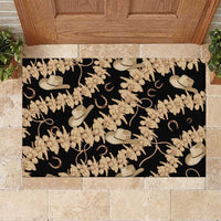 Vanuatu Cowboy Rubber Doormat Seamless Straw Hats Hibiscus - Polynesian Pride