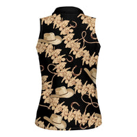 Vanuatu Cowboy Women Sleeveless Polo Shirt Seamless Straw Hats Hibiscus - Polynesian Pride