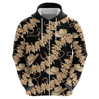 Vanuatu Cowboy Zip Hoodie Seamless Straw Hats Hibiscus - Polynesian Pride