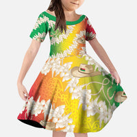 Vanuatu Cowboy Kid Short Sleeve Dress Straw Hats Hibiscus With Sand Drawing - Polynesian Pride