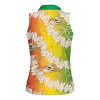 Vanuatu Cowboy Women Sleeveless Polo Shirt Straw Hats Hibiscus With Sand Drawing - Polynesian Pride