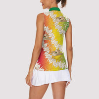 Vanuatu Cowboy Women Sleeveless Polo Shirt Straw Hats Hibiscus With Sand Drawing - Polynesian Pride