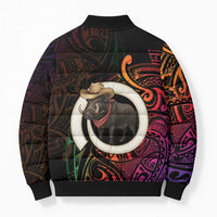 Vanuatu Boar Cowboy Bomber Puffer Jacket Tusk Gradient Polynesian Pattern - Polynesian Pride