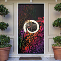 Vanuatu Boar Cowboy Door Cover Tusk Gradient Polynesian Pattern - Polynesian Pride