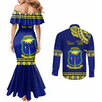 Personalised Fiji Natabua High School Couples Matching Mermaid Dress and Long Sleeve Button Shirt Fijian Tapa Pattern LT14 - Polynesian Pride