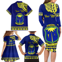 Personalised Fiji Natabua High School Family Matching Long Sleeve Bodycon Dress and Hawaiian Shirt Fijian Tapa Pattern LT14 - Polynesian Pride