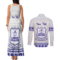 Personalised Fiji Labasa College Couples Matching Tank Maxi Dress and Long Sleeve Button Shirt Fijian Tapa Pattern LT14 - Polynesian Pride