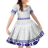 Personalised Fiji Labasa College Family Matching Off Shoulder Maxi Dress and Hawaiian Shirt Fijian Tapa Pattern LT14 Daughter's Dress White - Polynesian Pride