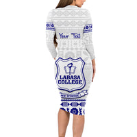 Personalised Fiji Labasa College Long Sleeve Bodycon Dress Fijian Tapa Pattern LT14 - Polynesian Pride