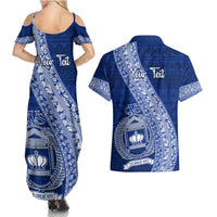Personalised Fiji Queen Victoria School Couples Matching Summer Maxi Dress and Hawaiian Shirt Fijian Tapa Pattern LT14 - Polynesian Pride