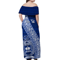 Personalised Fiji Queen Victoria School Off Shoulder Maxi Dress Fijian Tapa Pattern LT14 - Polynesian Pride
