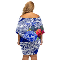 Personalised Samoana High School Family Matching Off Shoulder Short Dress and Hawaiian Shirt American Samoa Schools Polynesian Tropical Flowers LT14 - Polynesian Pride