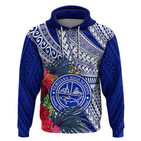Personalised Samoana High School Hoodie American Samoa Schools Polynesian Tropical Flowers LT14 Blue - Polynesian Pride