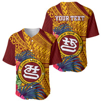 Personalised Tafuna High School Baseball Jersey American Samoa Schools Polynesian Tropical Flowers LT14 - Polynesian Pride