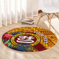 Personalised Tafuna High School Round Carpet American Samoa Schools Polynesian Tropical Flowers LT14 - Polynesian Pride