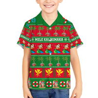 Personalised Hawaii Christmas Family Matching Puletasi Dress and Hawaiian Shirt Mele Kalikimaka LT14 Son's Shirt Green - Polynesian Pride