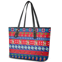 Guam Christmas Leather Tote Bag Felis Pasgua LT14 - Polynesian Pride