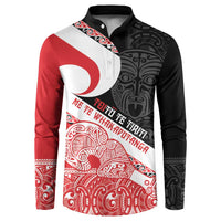 Toitu Te Tiriti Me Te Whakaputanga Button Sweatshirt Maori Wahaika With Haka Face