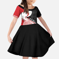 Toitu Te Tiriti Me Te Whakaputanga Family Matching Summer Maxi Dress and Hawaiian Shirt Maori Wahaika With Haka Face LT14 Daughter's Dress Red - Polynesian Pride
