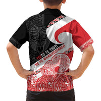 Toitu Te Tiriti Me Te Whakaputanga Kid Hawaiian Shirt Maori Wahaika With Haka Face LT14 - Polynesian Pride