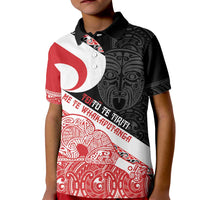 Toitu Te Tiriti Me Te Whakaputanga Kid Polo Shirt Maori Wahaika With Haka Face LT14 Kid Red - Polynesian Pride