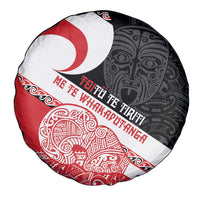 Toitu Te Tiriti Me Te Whakaputanga Spare Tire Cover Maori Wahaika With Haka Face