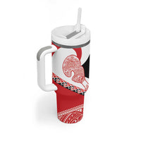 Toitu Te Tiriti Me Te Whakaputanga Tumbler With Handle Maori Wahaika With Haka Face LT14 - Polynesian Pride