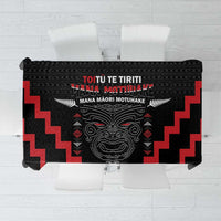 Personalised Toitu Te Tiriti Mana Maori Motuhake Tablecloth Aotearoa Haka Face Mix Poutama Art LT14 Black - Polynesian Pride
