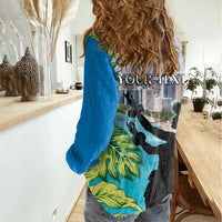 Personalised Honolulu Aloha Hawaii Women Casual Shirt Tropical Leaves With Hula Girl LT14 - Polynesian Pride