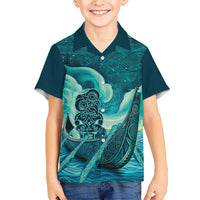 Personalised New Zealand Waitangi Day Hawaiian Shirt Hei Tiki With Maori Waka - Whakarare Pattern LT14 - Polynesian Pride