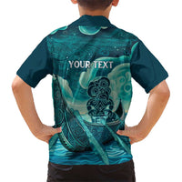 Personalised New Zealand Waitangi Day Hawaiian Shirt Hei Tiki With Maori Waka - Whakarare Pattern LT14 - Polynesian Pride