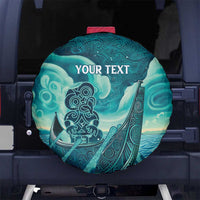Personalised New Zealand Waitangi Day Spare Tire Cover Hei Tiki With Maori Waka - Whakarare Pattern